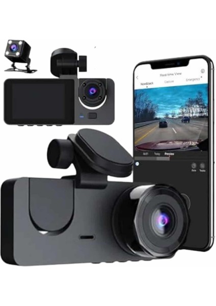 Techmrt 3 Kameralı 2 Inç 1080P Araç Içi Kamera Sürüş Kamerası Carplay modelleri