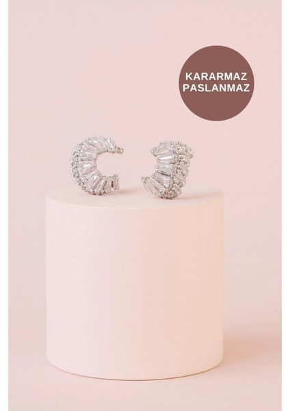 Antialerjik Suya Tere Dayanıklı Kararmaz Kadın Günlük Gece Düğün Için Zirkon Taşlı Halka Çelik Küpe fiyatları