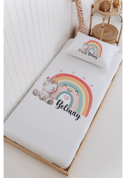 Isme Özel %100 Pamuk Bebek ve Çocuk Tek Kişilik 165 x 225 cm Pike Takımı - Gökkuşağı