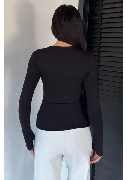 Kadın Bisiklet Yaka Parmak Geçmeli Body Bluz P-00018851 fırsatları