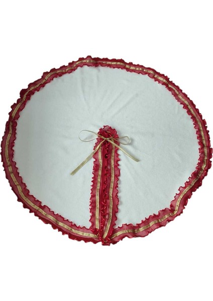 Yılbaşı Çam Ağacı Altı Örtüsü, Çam Ağacı Ayak Halısı Örtüsü, Beyaz Renk, Peluş, 85 cm