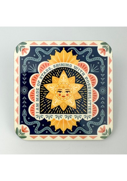 Bohem Retro Güneş ve Ay Desenli Bardak Altlığı Seti – Sanatsal 6'lı Koleksiyon modelleri