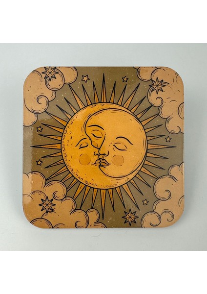 Bohem Retro Güneş ve Ay Desenli Bardak Altlığı Seti – Sanatsal 6'lı Koleksiyon indirimleri