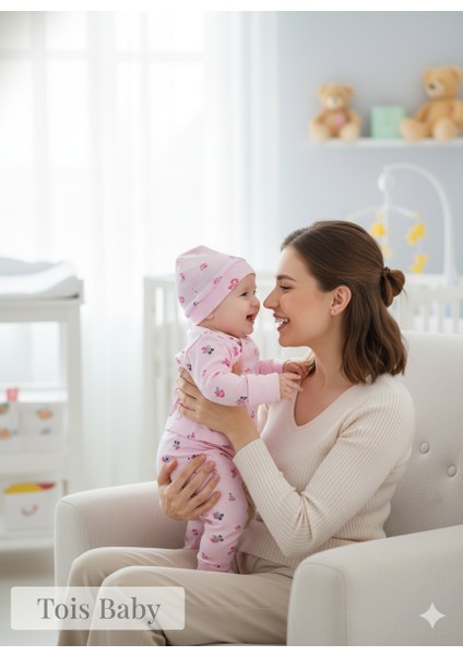 Desenli Patikli Organik Hastahane Çıkışı Bebek Takımı 0-3 Ay