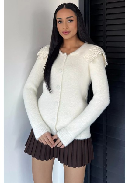 Kadın Yaka Detaylı Yumoş Iplik Triko Ceket P-00018854 fiyatları