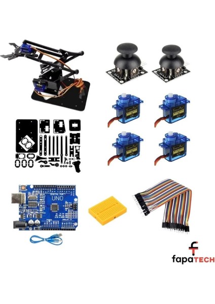 Arduino Uno Pleksi Robot Kol Kiti - Arduino Robot Kol Set Demonte modelleri