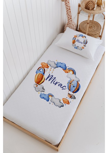 Isme Özel %100 Pamuk Bebek ve Çocuk Tek Kişilik 165 x 225 cm Pike Takımı-Balon