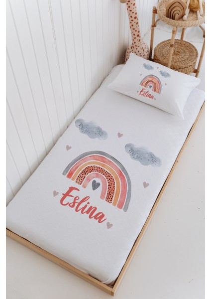 Isme Özel %100 Pamuk Bebek ve Çocuk Tek Kişilik 165 x 225 cm Pike Takımı-Gökkuşağı