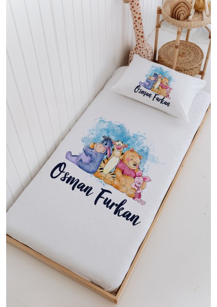 Isme Özel %100 Pamuk Bebek ve Çocuk Tek Kişilik 165 x 225 cm Pike Takımı-Winnie The Pooh