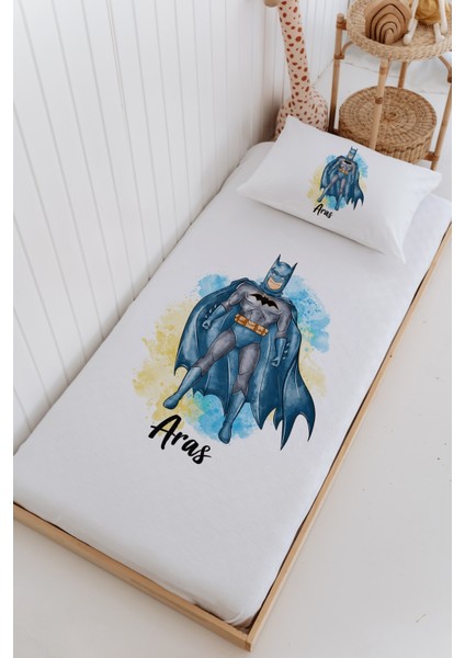 Isme Özel %100 Pamuk Bebek ve Çocuk Tek Kişilik 165 x 225 cm Pike Takımı-Batman