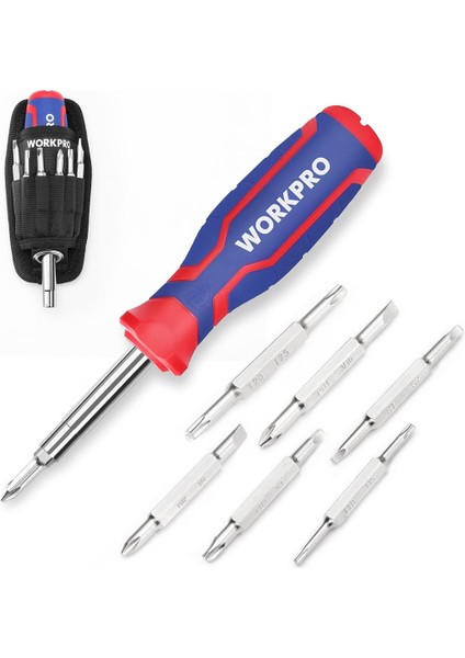 WP221306 15-In-1 Çok Fonksiyonlu Değişken Uçlu Profesyonel Tornavida Seti + Bel Askı Kılıfı