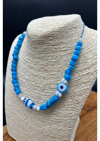 Bodrum Mavisi El Yapımı Cam Boncuk Balık Figürlü Ayarlanabilir Kolye fırsatları