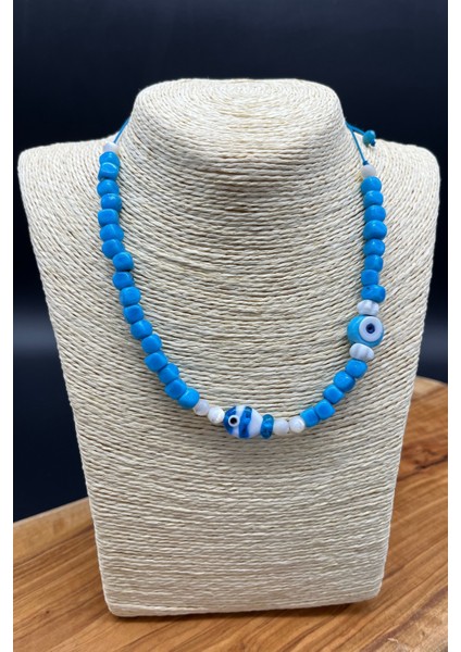 Bodrum Mavisi El Yapımı Cam Boncuk Balık Figürlü Ayarlanabilir Kolye indirimleri