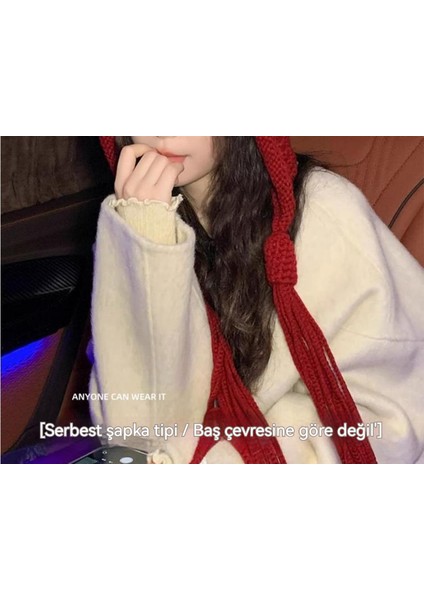 Mutlu Çocukluk Moda Aplike Püsküllü Örgü Şapka Kadın Sonbahar-Kış Sıcak Tutan Yün Şapka (Yurt Dışından) fiyatları