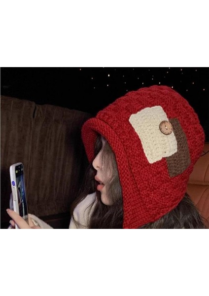 Mutlu Çocukluk Moda Aplike Püsküllü Örgü Şapka Kadın Sonbahar-Kış Sıcak Tutan Yün Şapka (Yurt Dışından) fırsatları