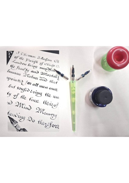 3 Parça Brons Kaligrafi Seti Divit, Hokka ve Mürekkep