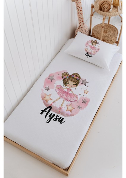 Isme Özel %100 Pamuk Bebek ve Çocuk Tek Kişilik 165 x 225 cm Pike Takımı-Balerin