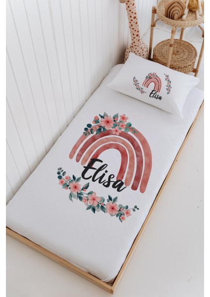 Isme Özel %100 Pamuk Bebek ve Çocuk Tek Kişilik 165 x 225 cm Pike Takımı-Gökkuşağı