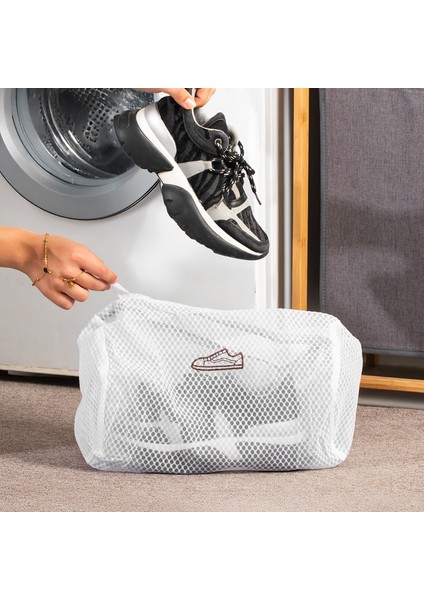 3128 2li Çamaşır Yıkama Filesi Fermuarlı Bölmeli Ayakkabı Yıkama Filesi Deforme Önleyici Torba File 20X30CM fiyatları
