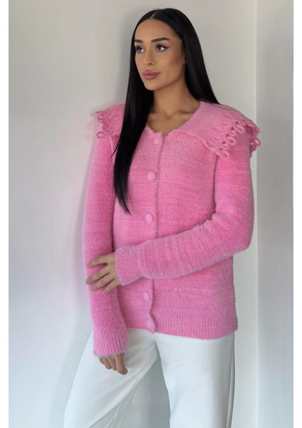 Kadın Yaka Detaylı Yumoş Iplik Triko Ceket P-00018854 fiyatları