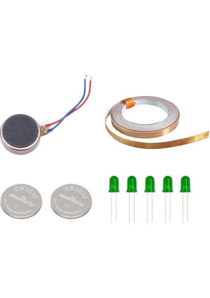 Bakır Folyo Iletken Bant ,CR2032 Pil ,5mm Led, Titreşim Motoru -Etkileşimli Kağıt Devre Kit fiyatları
