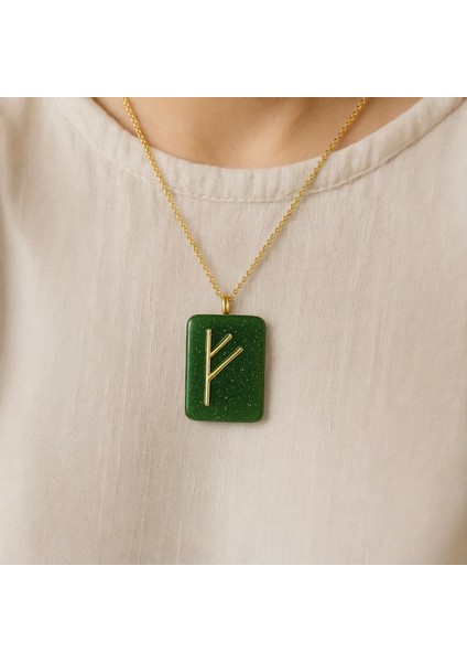 Fehu Rune Kolye – Bereket ve Zenginlik Sembolü | El Yapımı Reçine Kolye Ucu fırsatları