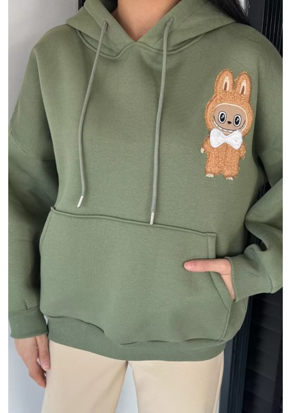 Kadın Kapüşonlu Şardonlu Kanguru Cepli Sweatshirt P-00018841 fiyatları