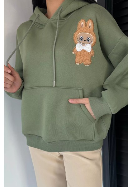 Kadın Kapüşonlu Şardonlu Kanguru Cepli Sweatshirt P-00018841 modelleri