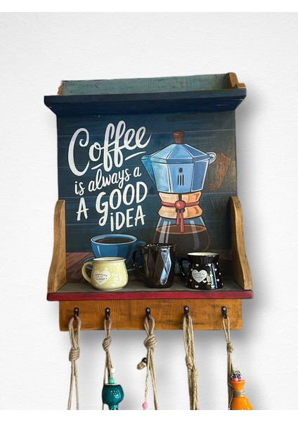 Coffee Mavi Retro Bardak Askılığı