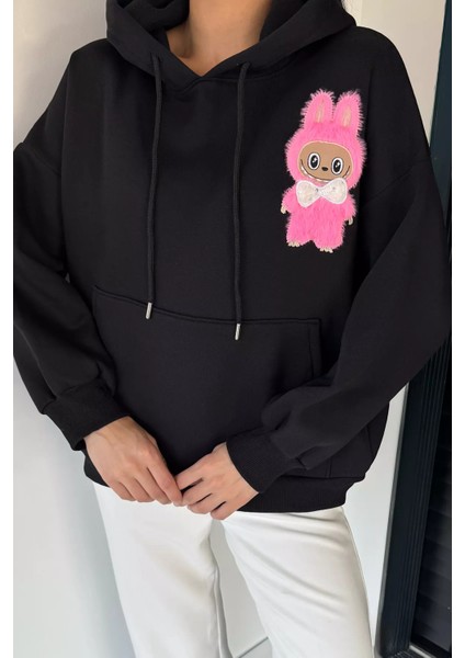 Kadın Kapüşonlu Şardonlu Kanguru Cepli Sweatshirt P-00018841