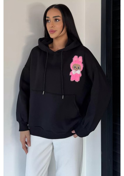 Kadın Kapüşonlu Şardonlu Kanguru Cepli Sweatshirt P-00018841 fiyatları