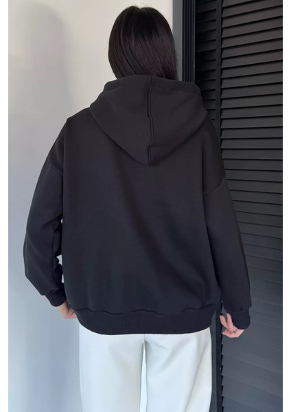 Kadın Kapüşonlu Şardonlu Kanguru Cepli Sweatshirt P-00018841 fırsatları