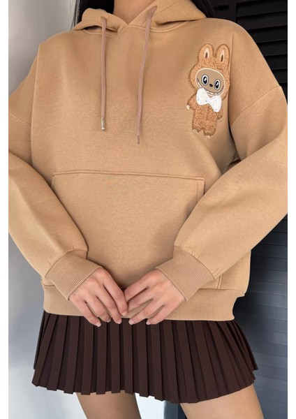 Kadın Kapüşonlu Şardonlu Kanguru Cepli Sweatshirt P-00018841 fiyatları