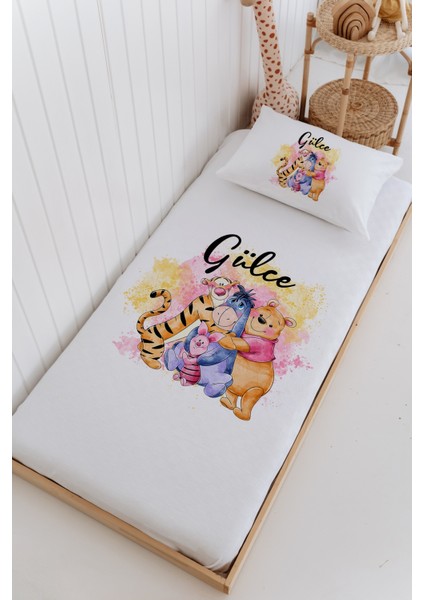Isme Özel %100 Pamuk Bebek ve Çocuk Tek Kişilik 165 x 225 cm Pike Takımı-Winnie The Pooh