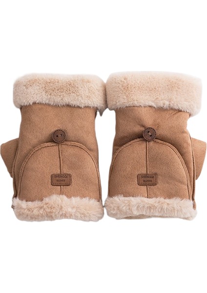 Bisiklet Elnleri Süet Kadın Öğrenciler Yetişkin Sonbahar ve Kış Sıcak Sevimli Artı Kadife Kalın Kapaklı Dokunmatik Ekran Elnleri (Yurt Dışından)