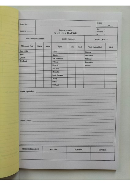 Detaylı Günlük Şantiye Rapor Defteri modelleri