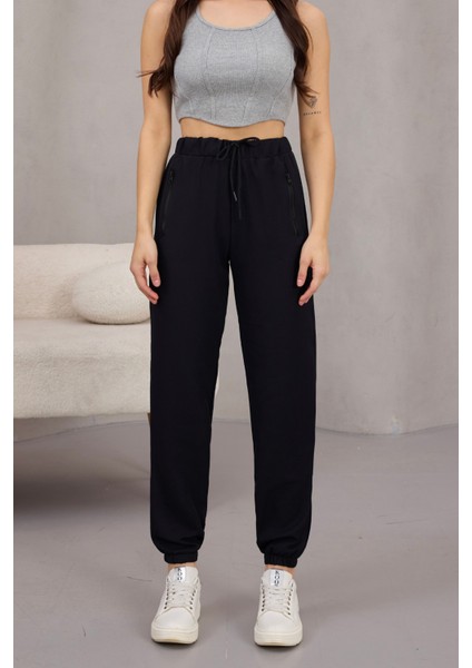 Kadın Yüksek Bel Likralı Jogger Beli Lastikli Pantolon