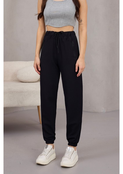 Kadın Yüksek Bel Likralı Jogger Beli Lastikli Pantolon