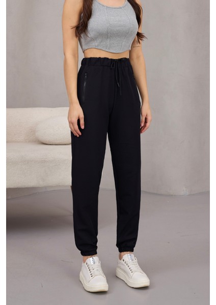 Kadın Yüksek Bel Likralı Jogger Beli Lastikli Pantolon