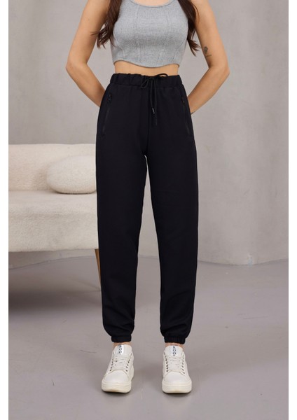 Kadın Yüksek Bel Likralı Jogger Beli Lastikli Pantolon