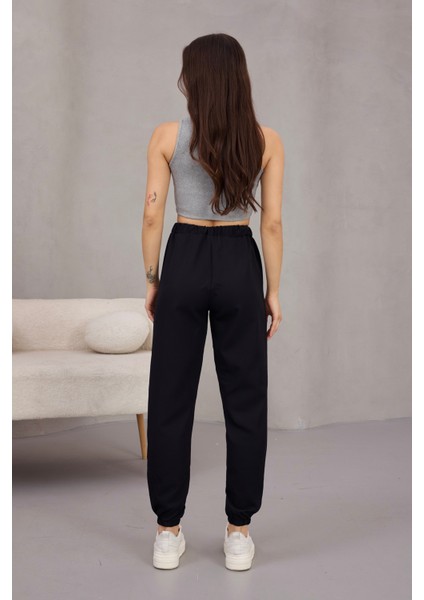 Kadın Yüksek Bel Likralı Jogger Beli Lastikli Pantolon