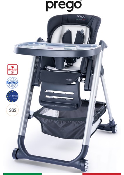 Cappi Yükseklik Kademeli Sırt Kısmı Yatabilir Mama Sandalyesi