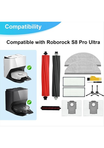 Roborock S8 Pro Ultra Için Ana Fırça Filtre Yan Fırça Torbası Paspas Ped Yedek Parçaları (Yurt Dışından) indirimleri