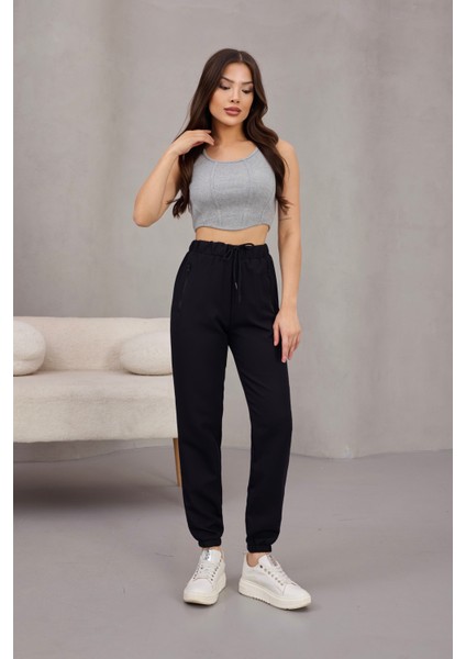 Kadın Yüksek Bel Likralı Jogger Beli Lastikli Pantolon