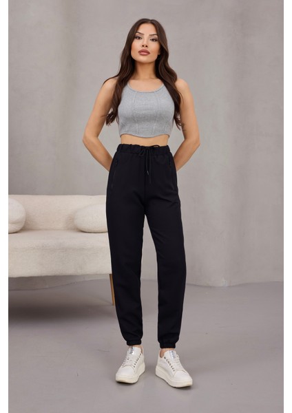 Kadın Yüksek Bel Likralı Jogger Beli Lastikli Pantolon