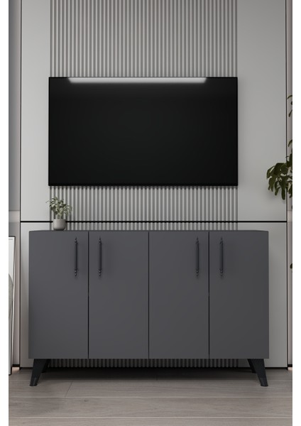 8190KM-128DD Konsol,kahve Köşesi,ayakkabılık,ofis Evrak Dolabı,mutfak Kiler Dolabı,tv Ünitesi Antrasit-Siyah indirimleri