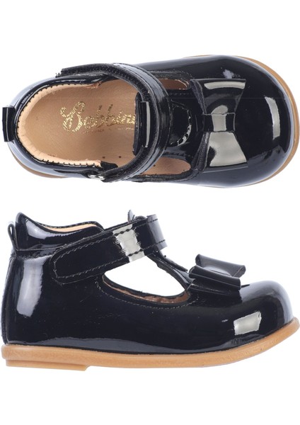 Angel-Siyah Fiyonklu Kız Çocuk Ilk Adım Ayakkabı