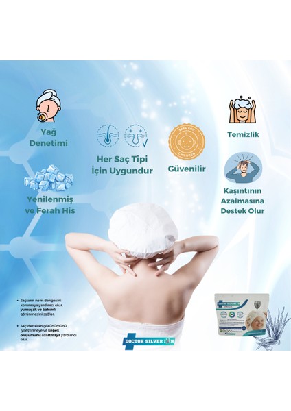 Gümüş Iyonlu Saç Yıkama Bonesi 4’lü – Durulama Gerektirmez, Hasta ve Yatalak Bakım indirimleri