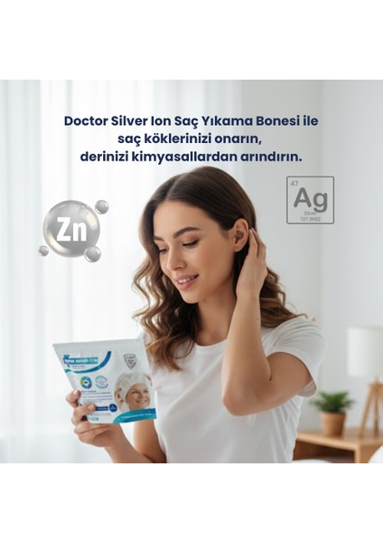 Gümüş Iyonlu Saç Yıkama Bonesi 4’lü – Durulama Gerektirmez, Hasta ve Yatalak Bakım