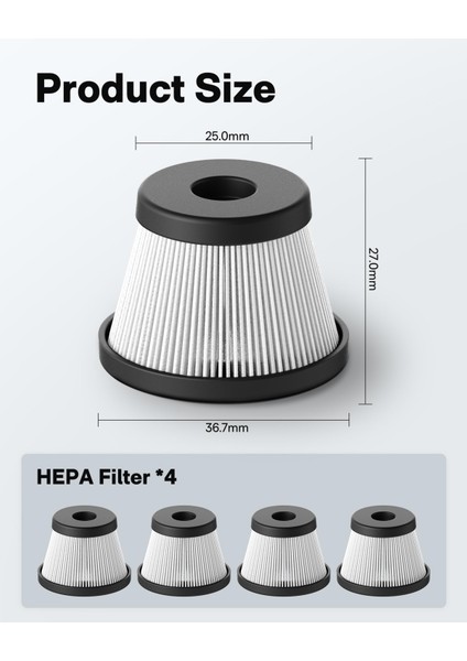 Basınçlı Hava Kapsülü Yedek Hepa Filtre (S) - 4'lü Paket QWOGJ008 modelleri